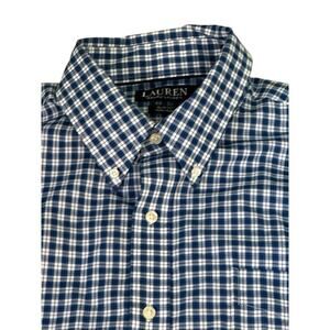Lauren Ralph Lauren Black Label Button Up Shirt Mens 17 32/33 Slim Fit Non Iron